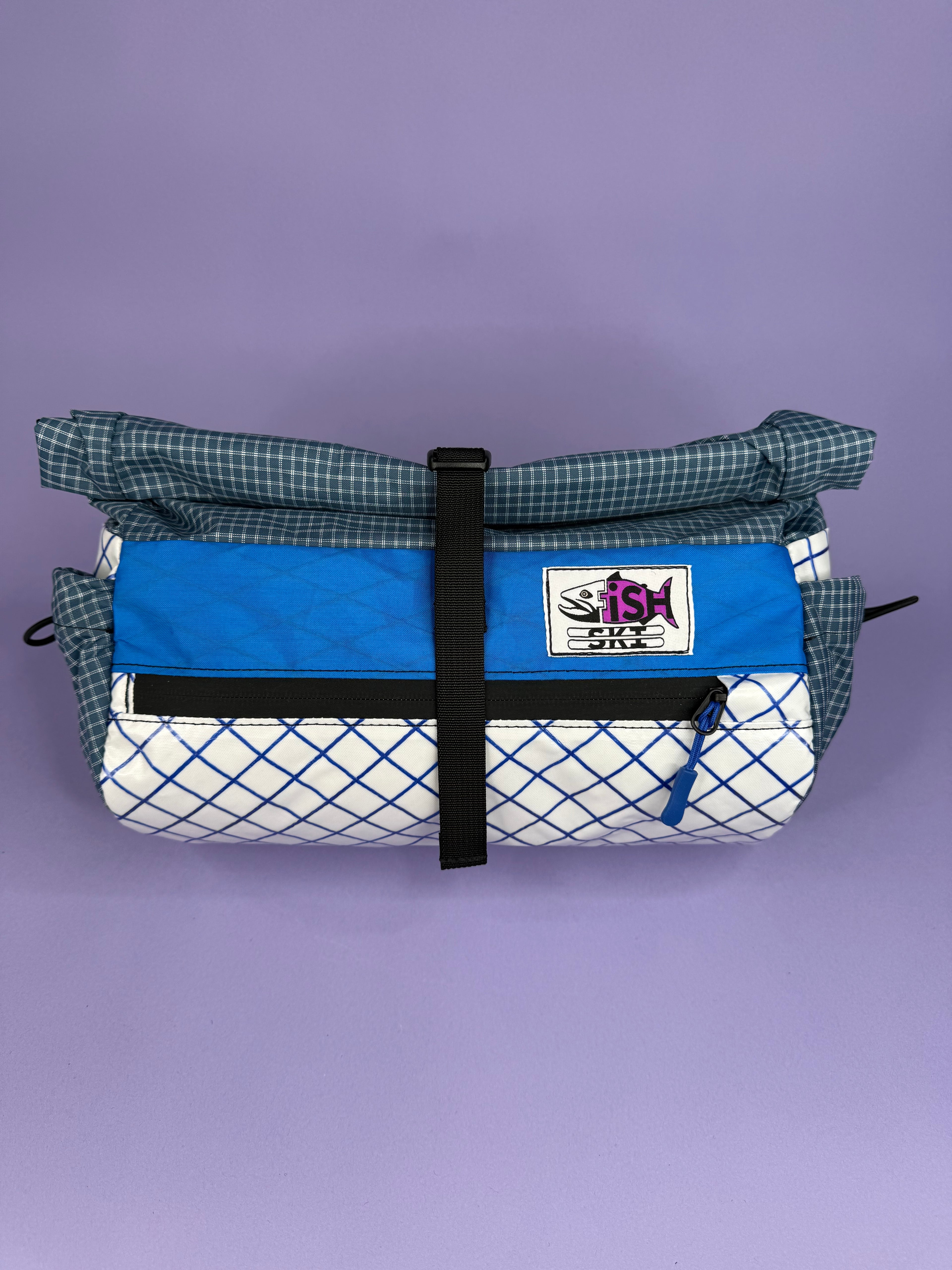 Blue/White Patchwork Fanny pack/ Handlebar bag