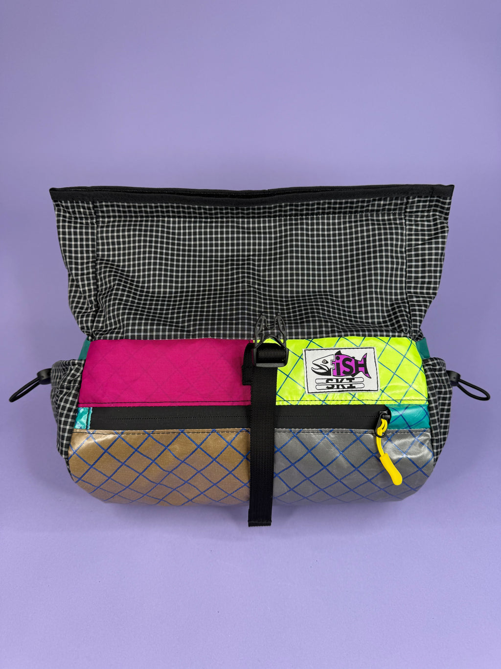Fuchsia/High-vis Patchwork Fanny pack/ Handlebar bag