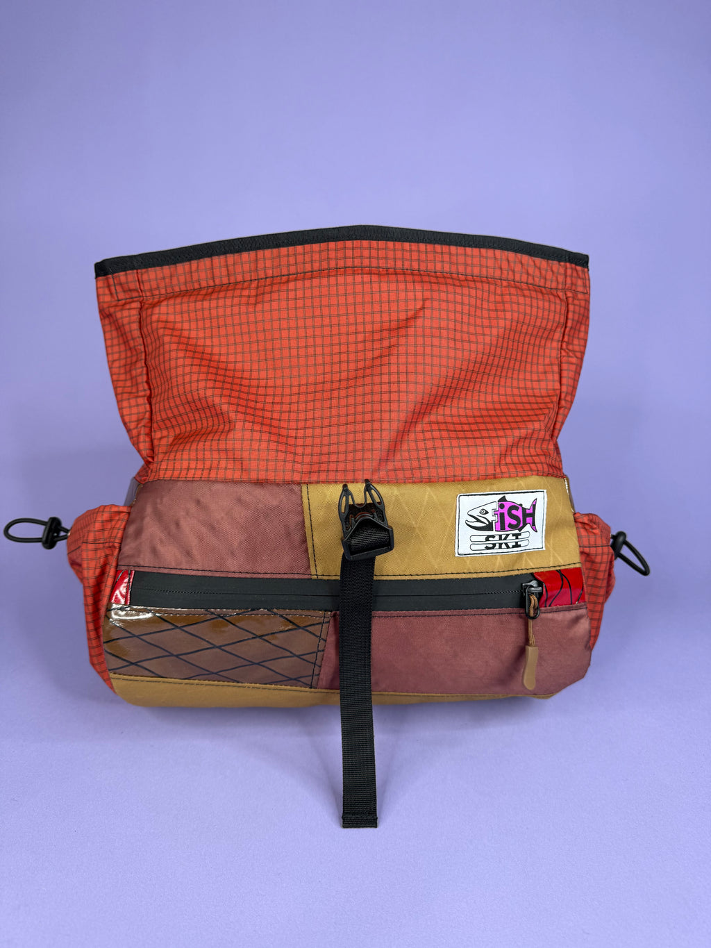 Brown/Red Patchwork Fanny pack/ Handlebar bag