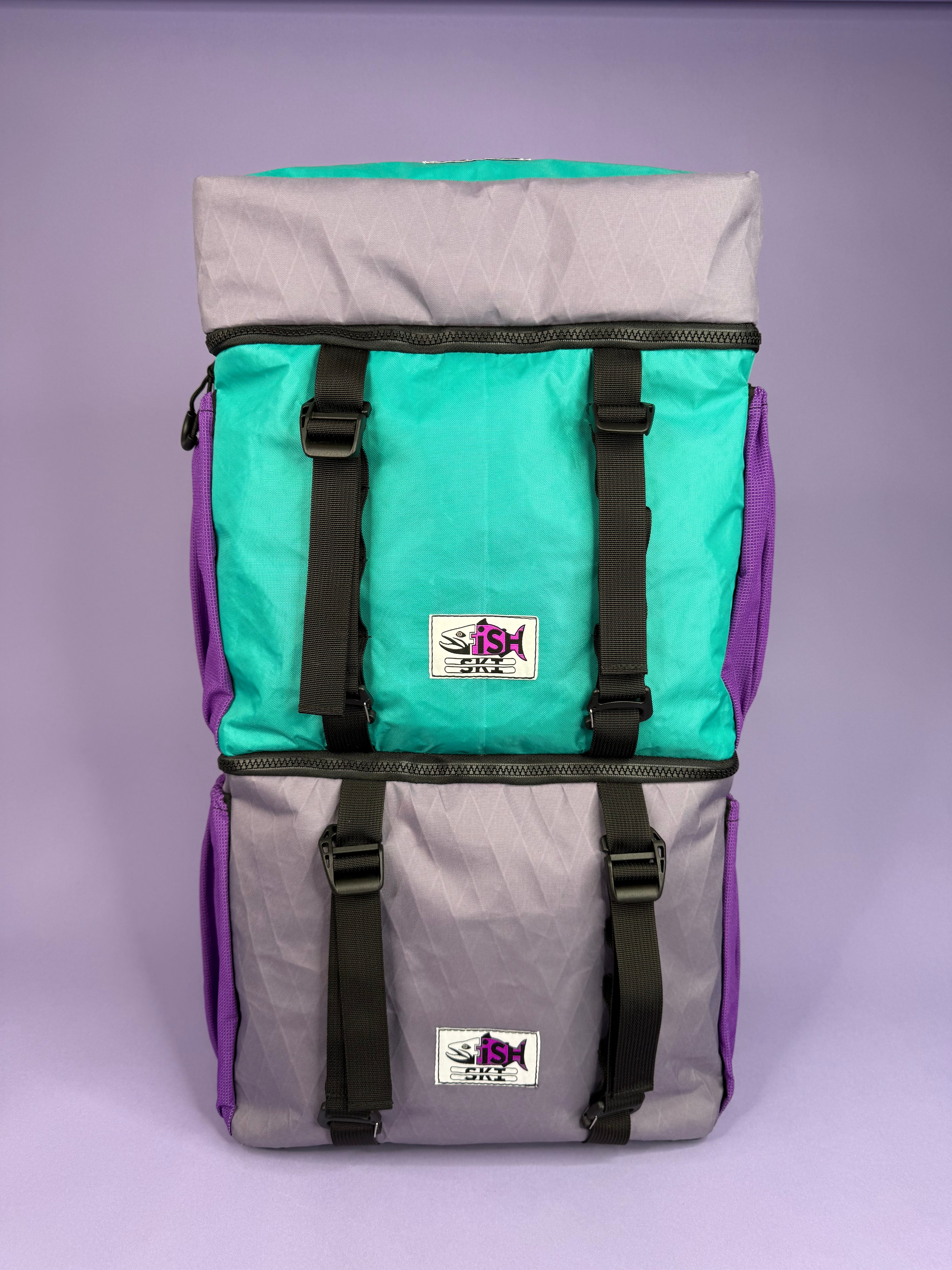 Purple/Teal Backpack Pannier – Fish-Ski