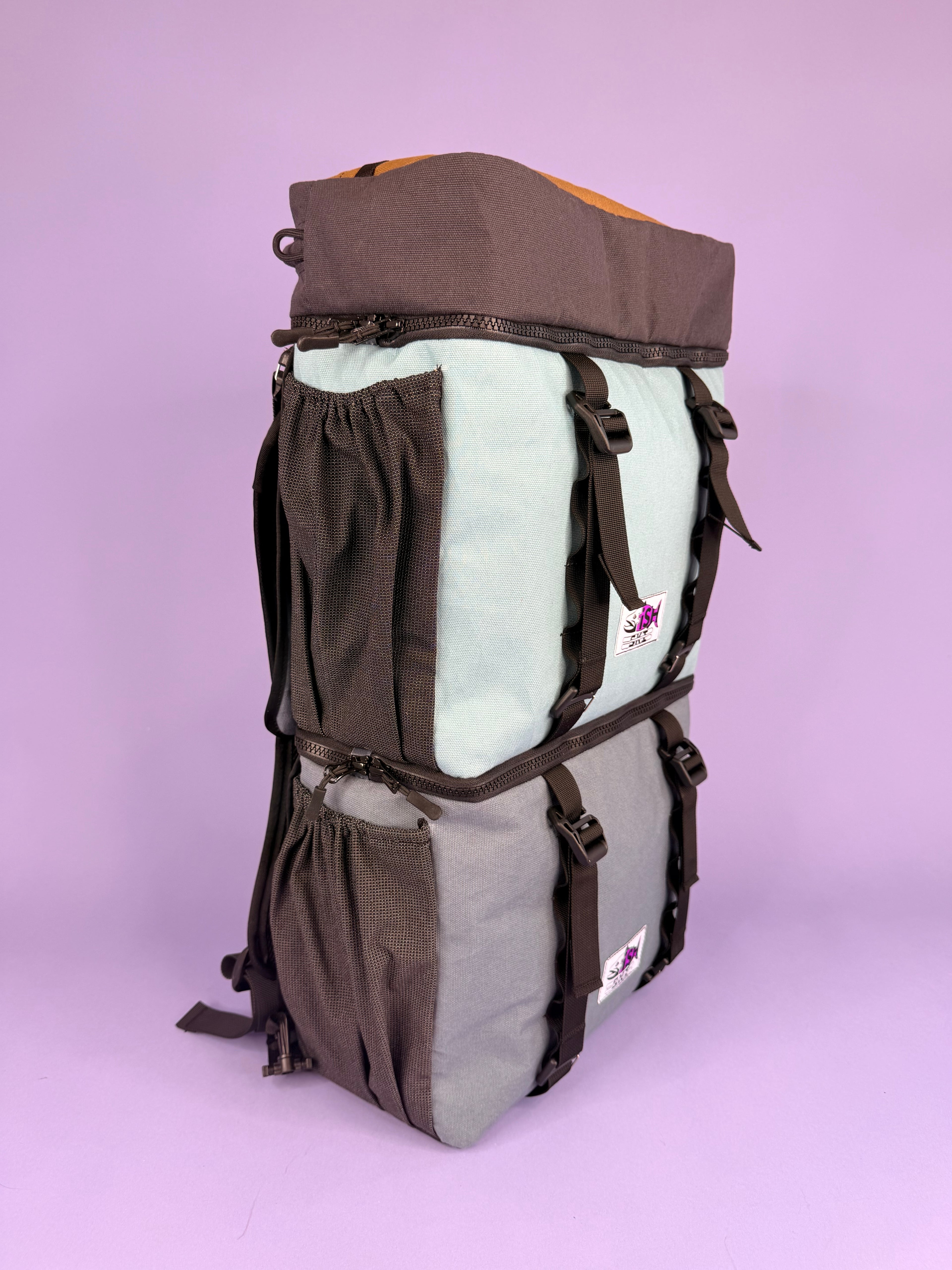 Grey/Blue Canvas Backpack Pannier