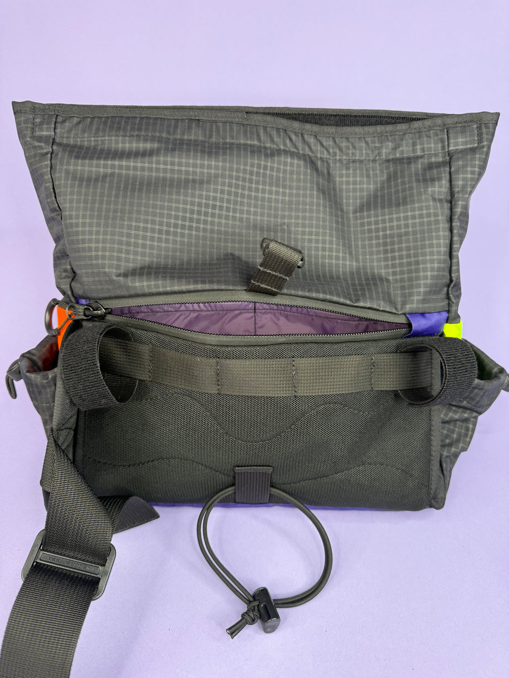 Black/Purple Patchwork Fanny pack/ Handlebar bag
