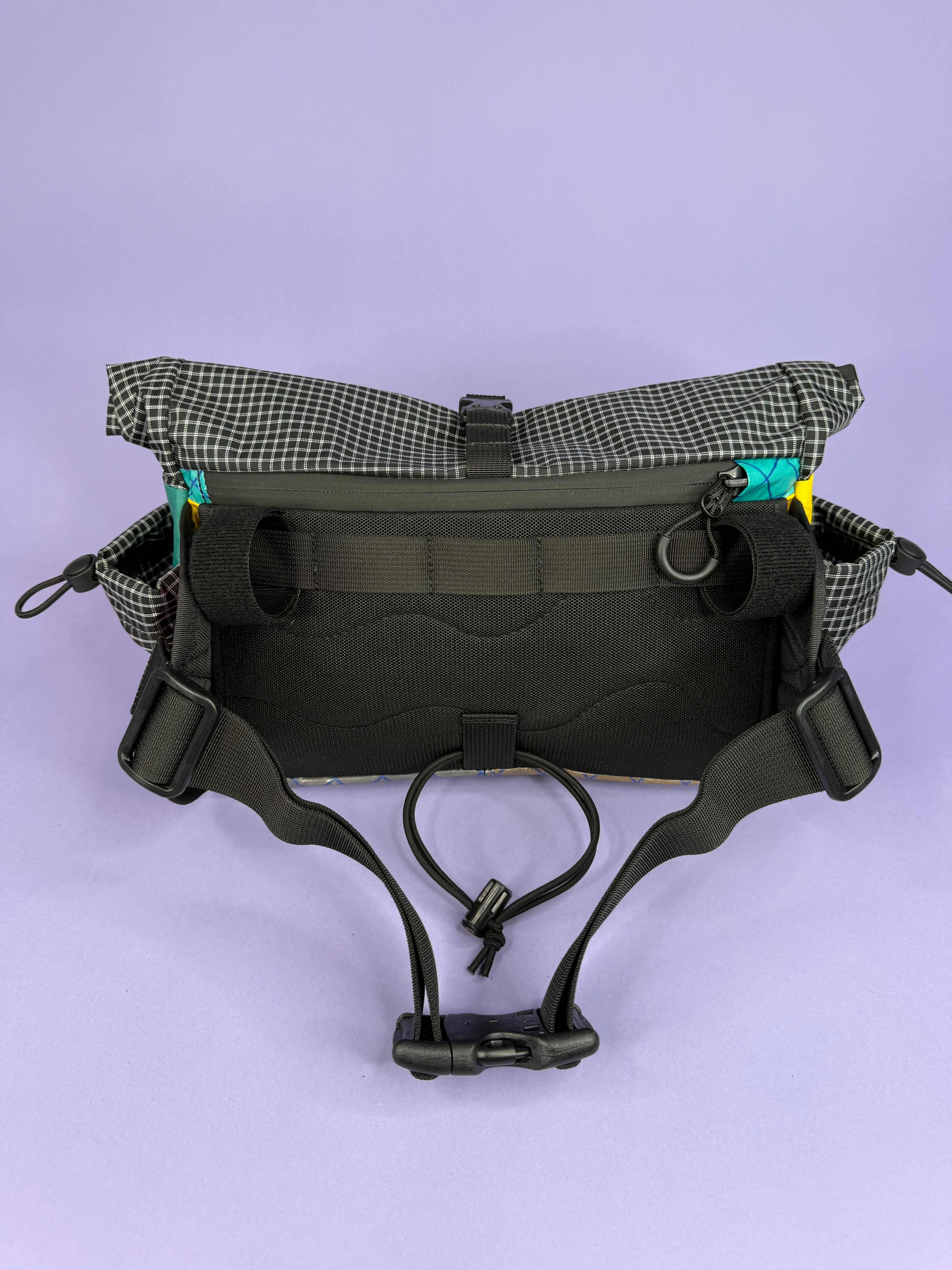 Fuchsia/High-vis Patchwork Fanny pack/ Handlebar bag