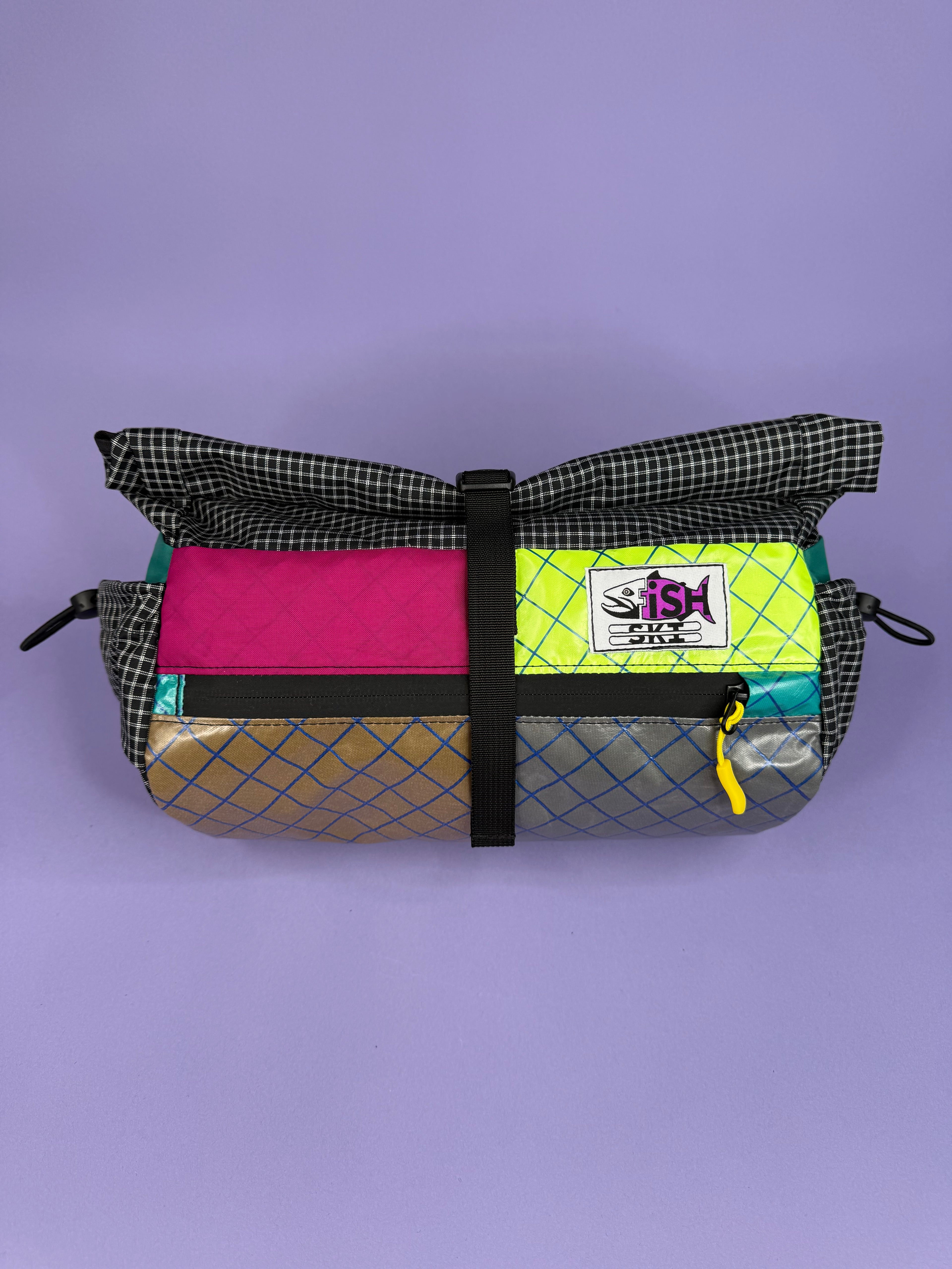 Fuchsia/High-vis Patchwork Fanny pack/ Handlebar bag