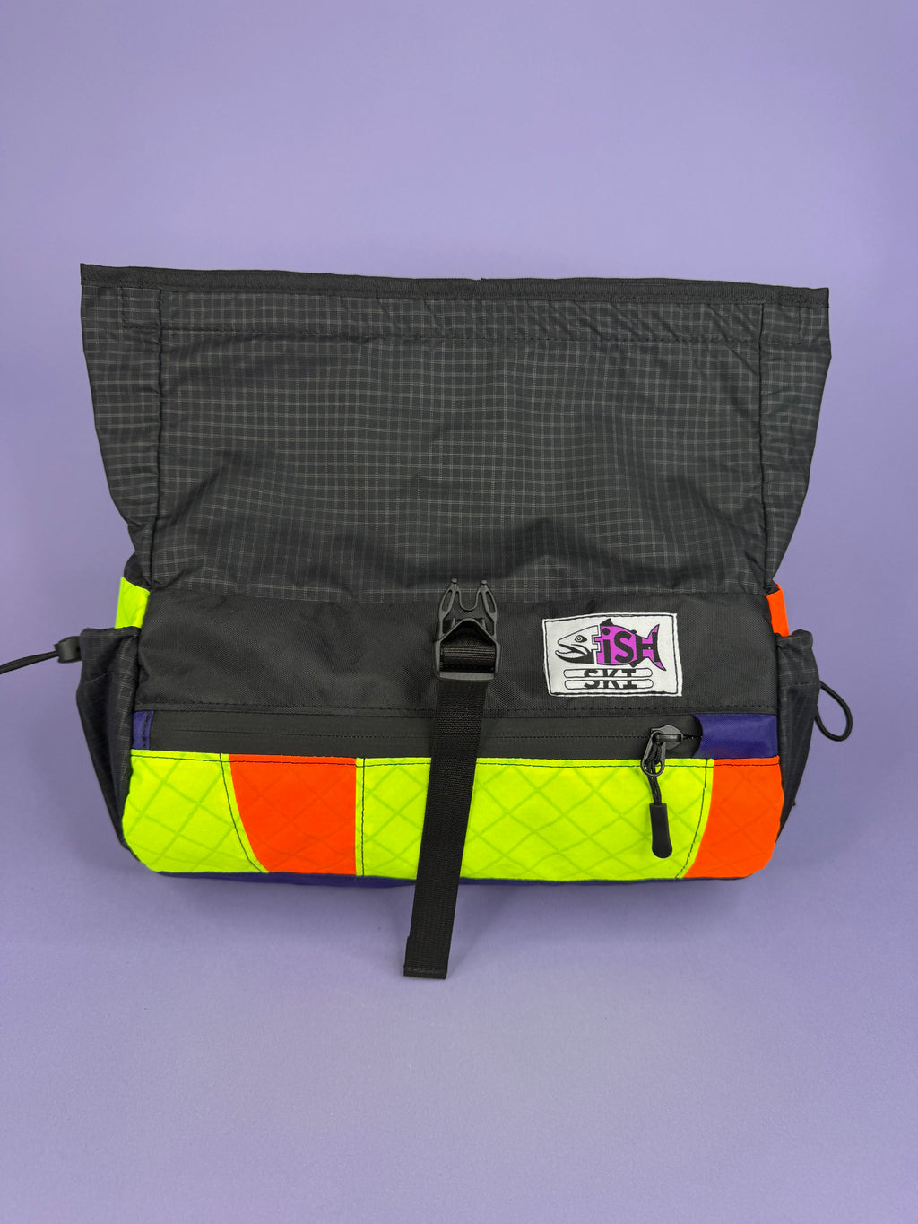Black/Purple Patchwork Fanny pack/ Handlebar bag