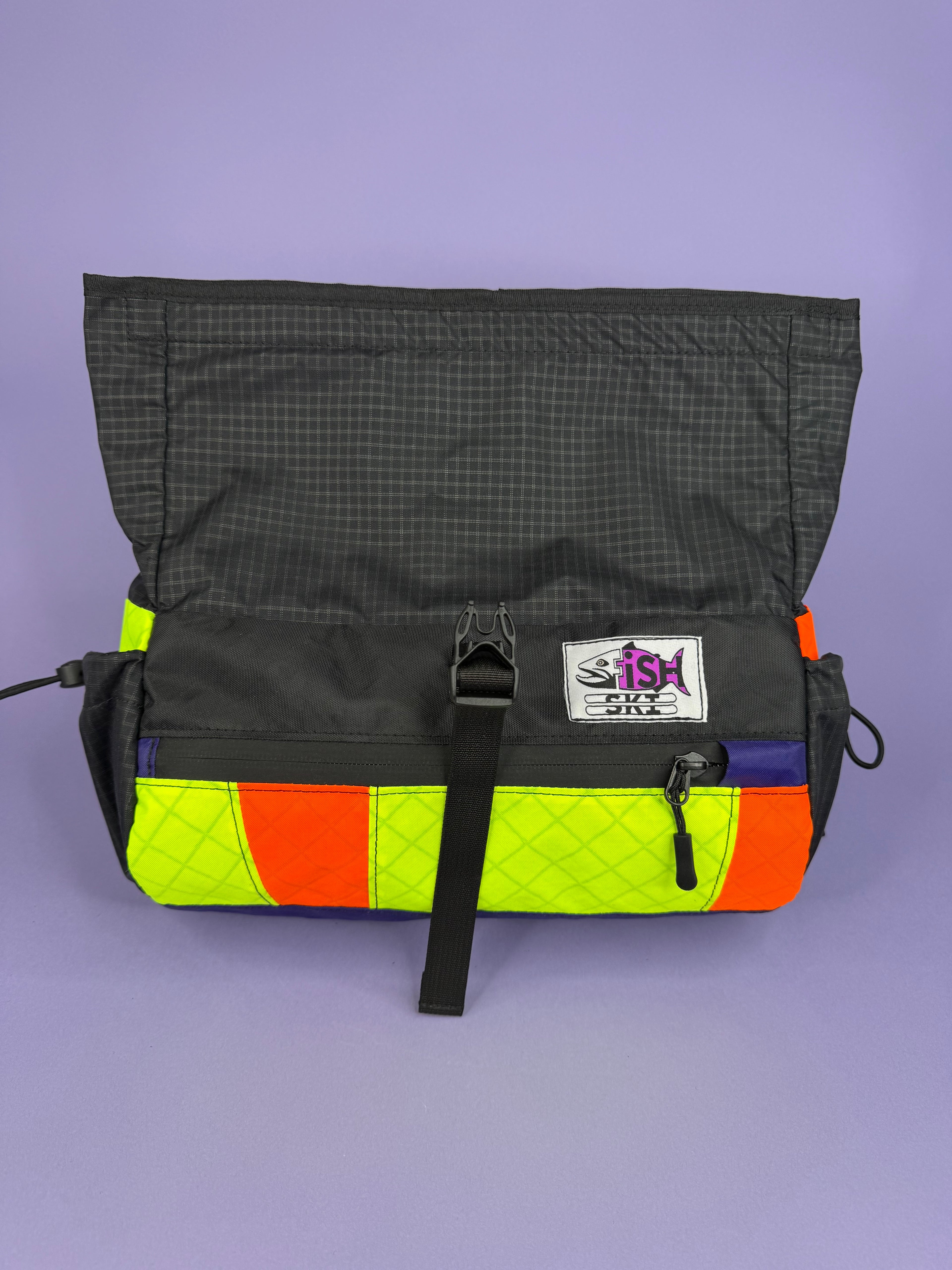 Black/Purple Patchwork Fanny pack/ Handlebar bag