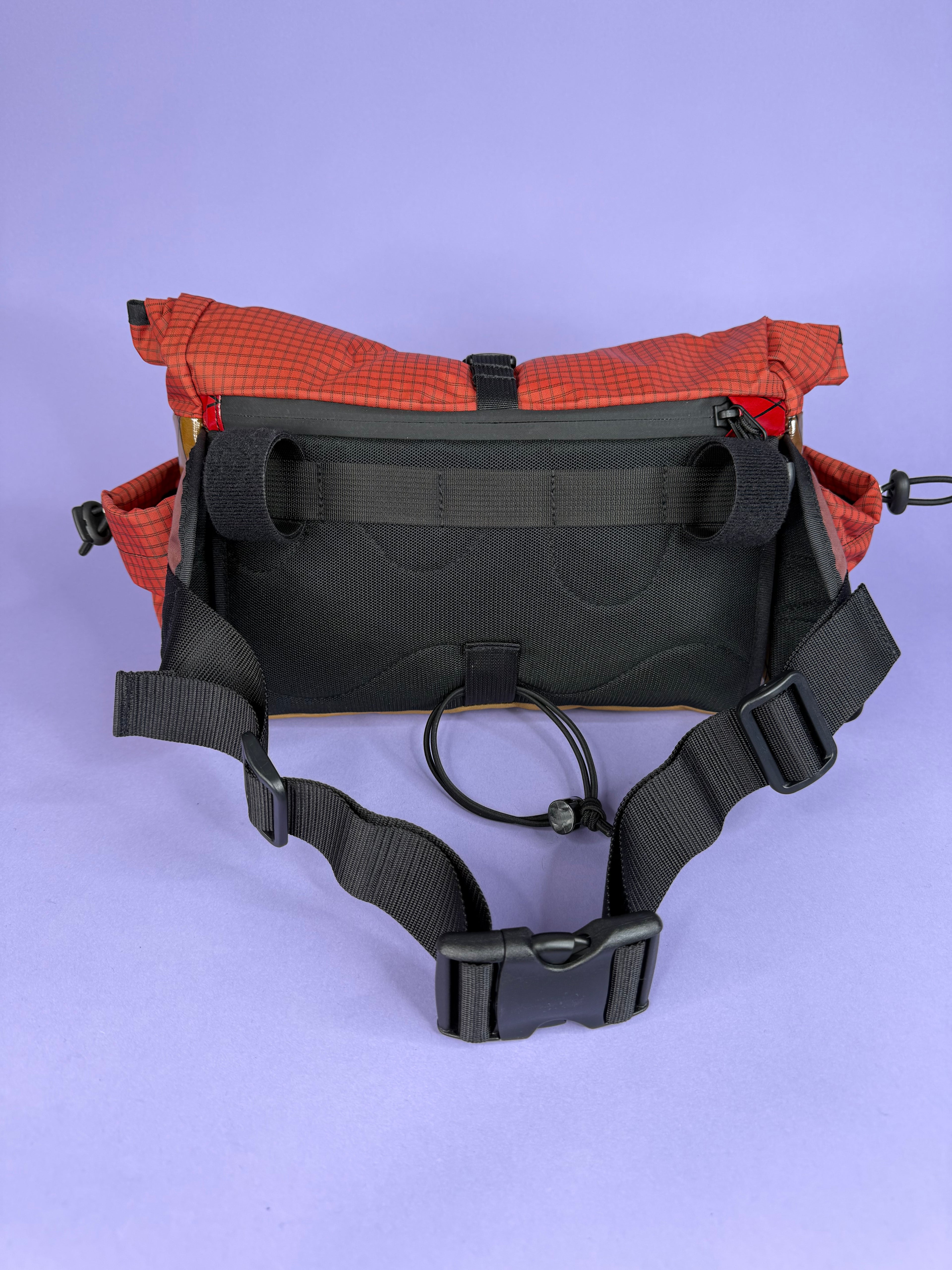 Brown/Red Patchwork Fanny pack/ Handlebar bag