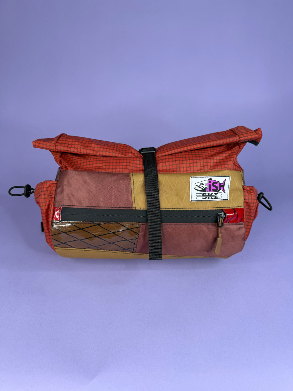 Brown/Red Patchwork Fanny pack/ Handlebar bag