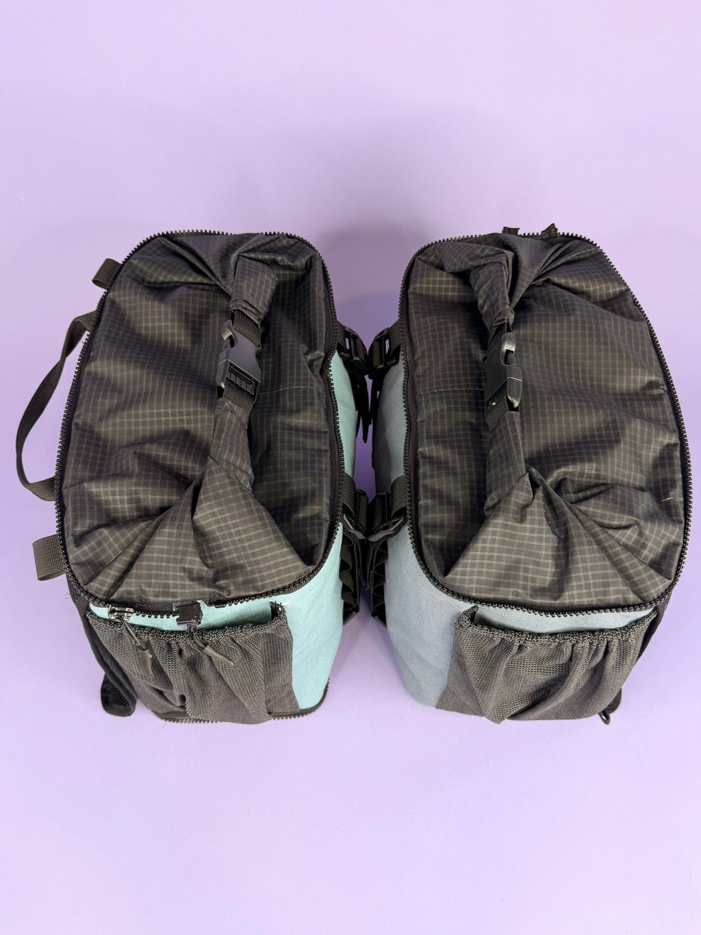 Grey/Blue Canvas Backpack Pannier