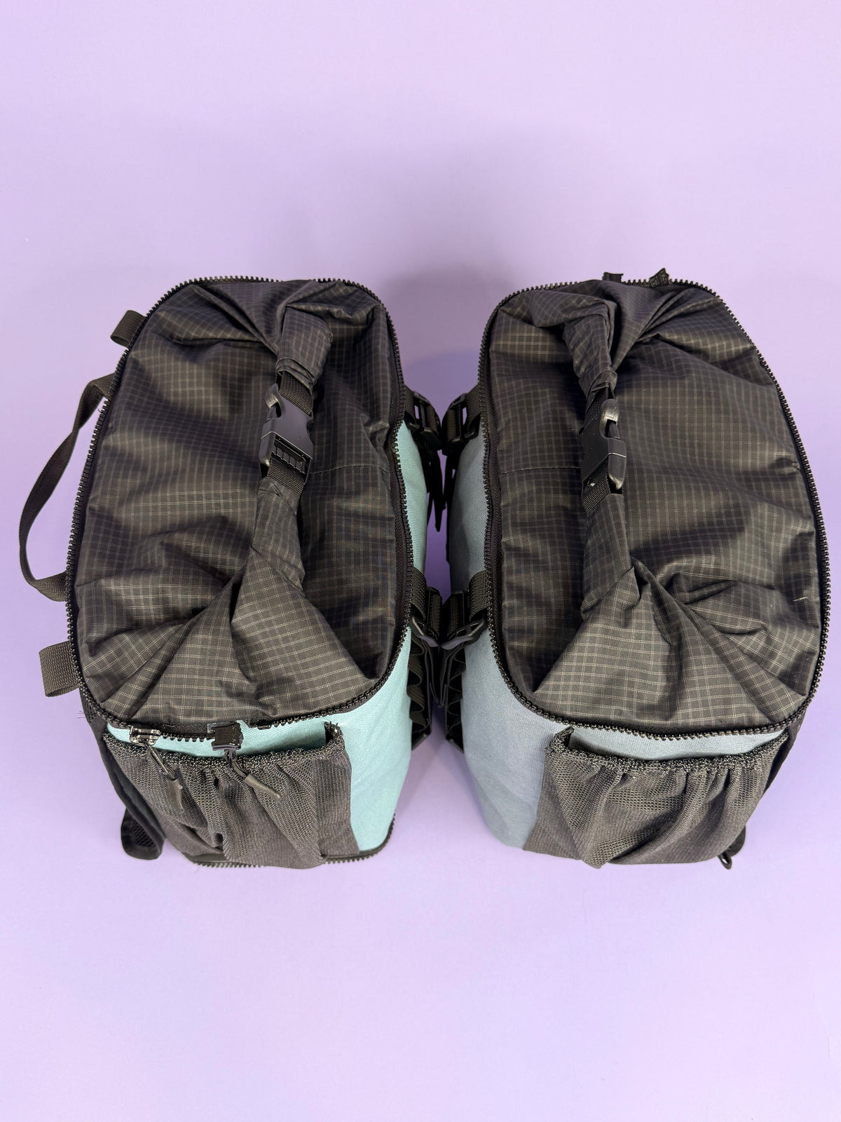 Grey/Blue Canvas Backpack Pannier