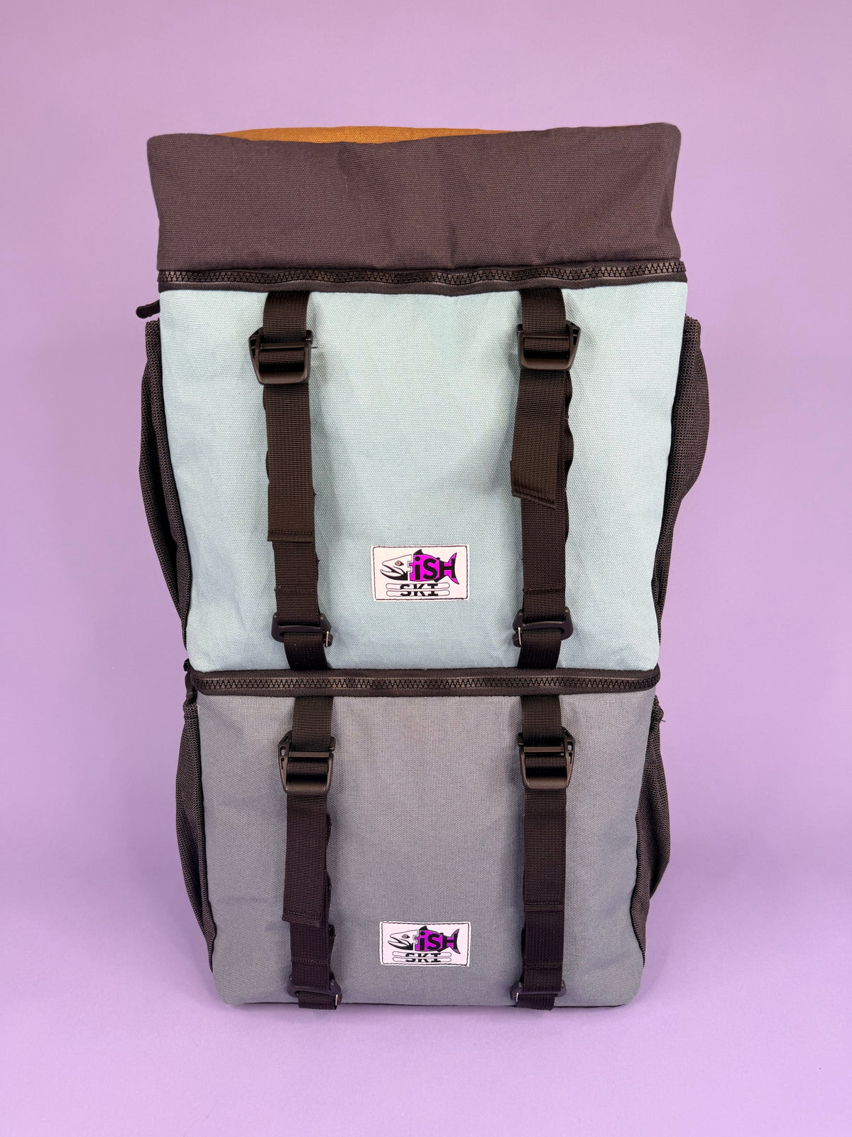 Grey/Blue Canvas Backpack Pannier