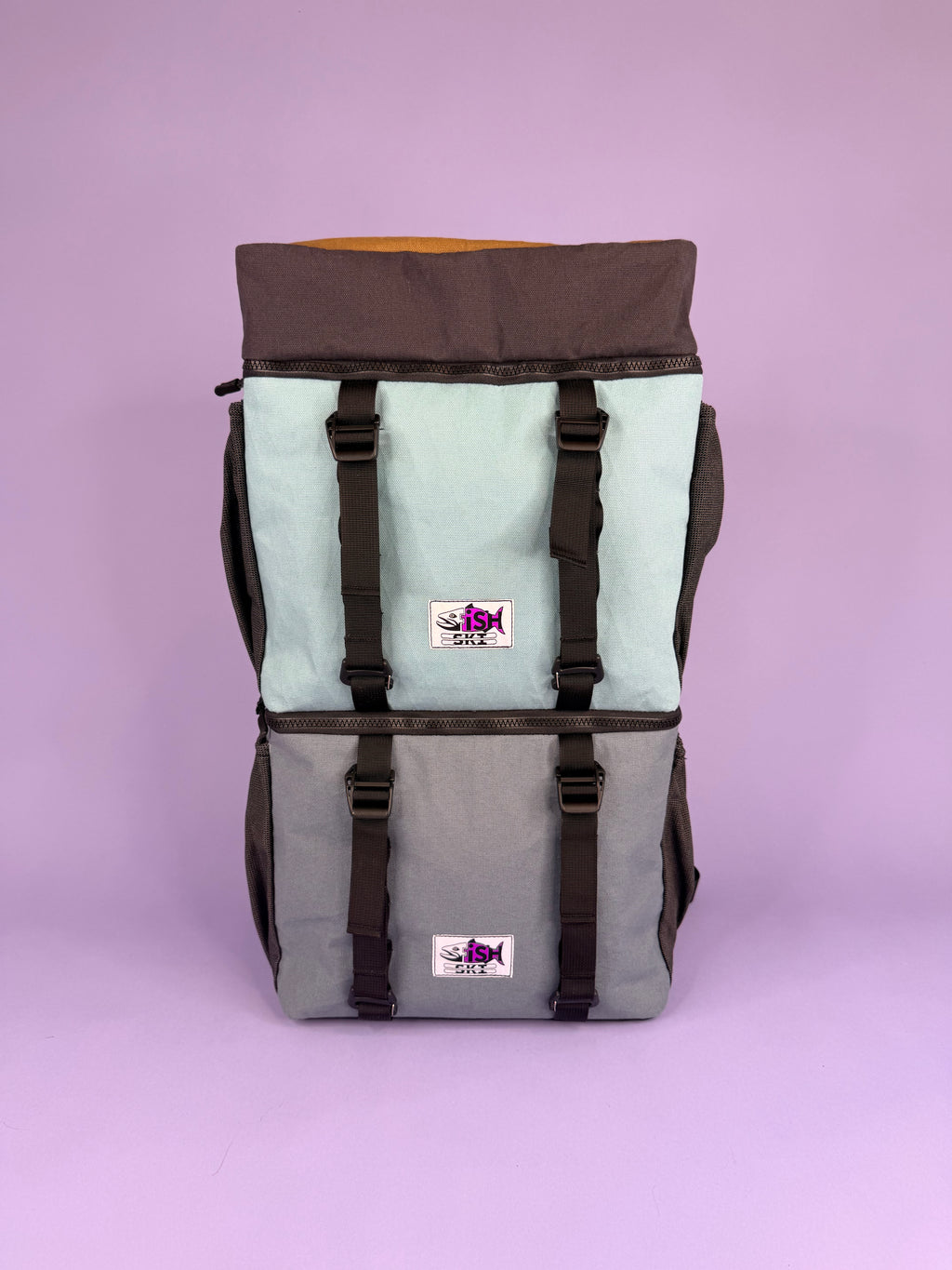Grey/Blue Canvas Backpack Pannier