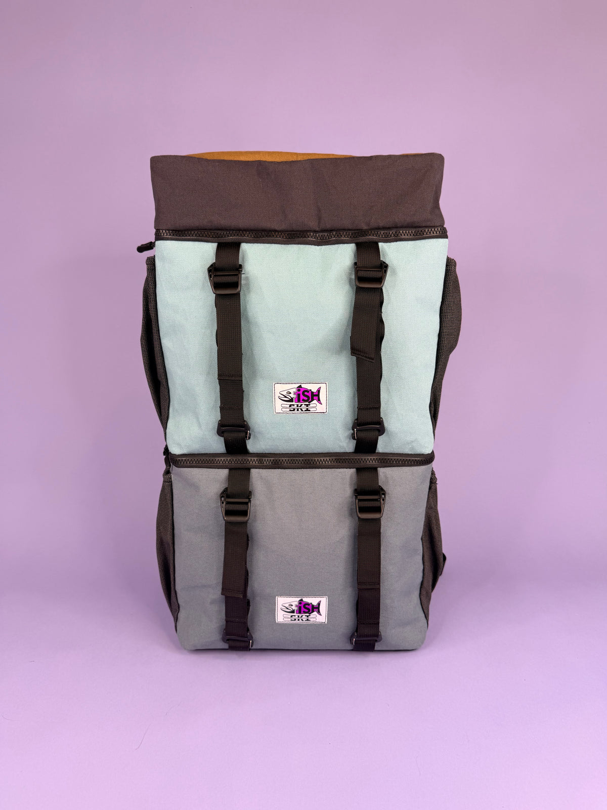 Grey/Blue Canvas Backpack Pannier