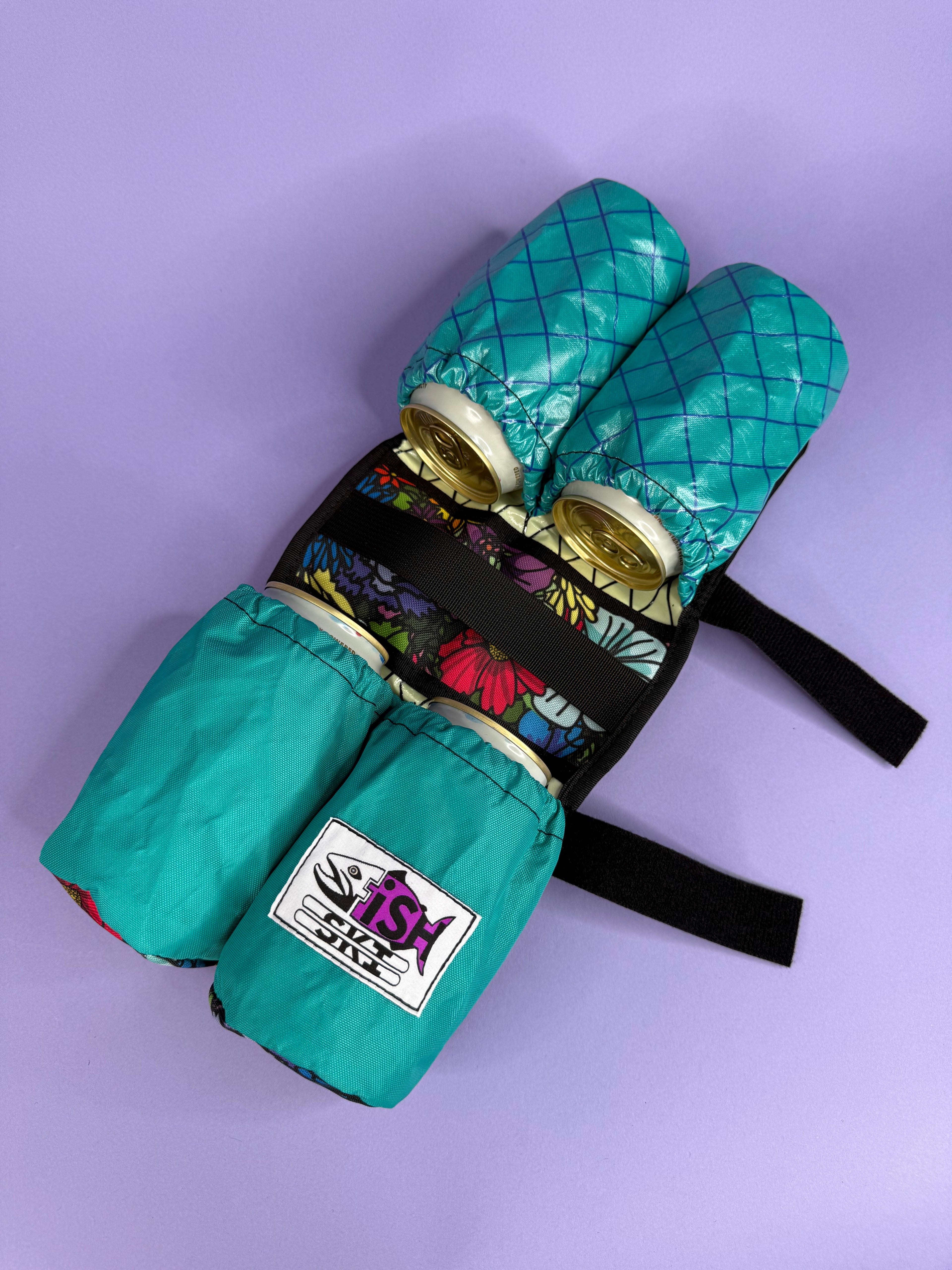 Teal/Floral 4-Pack Beverage Carrier