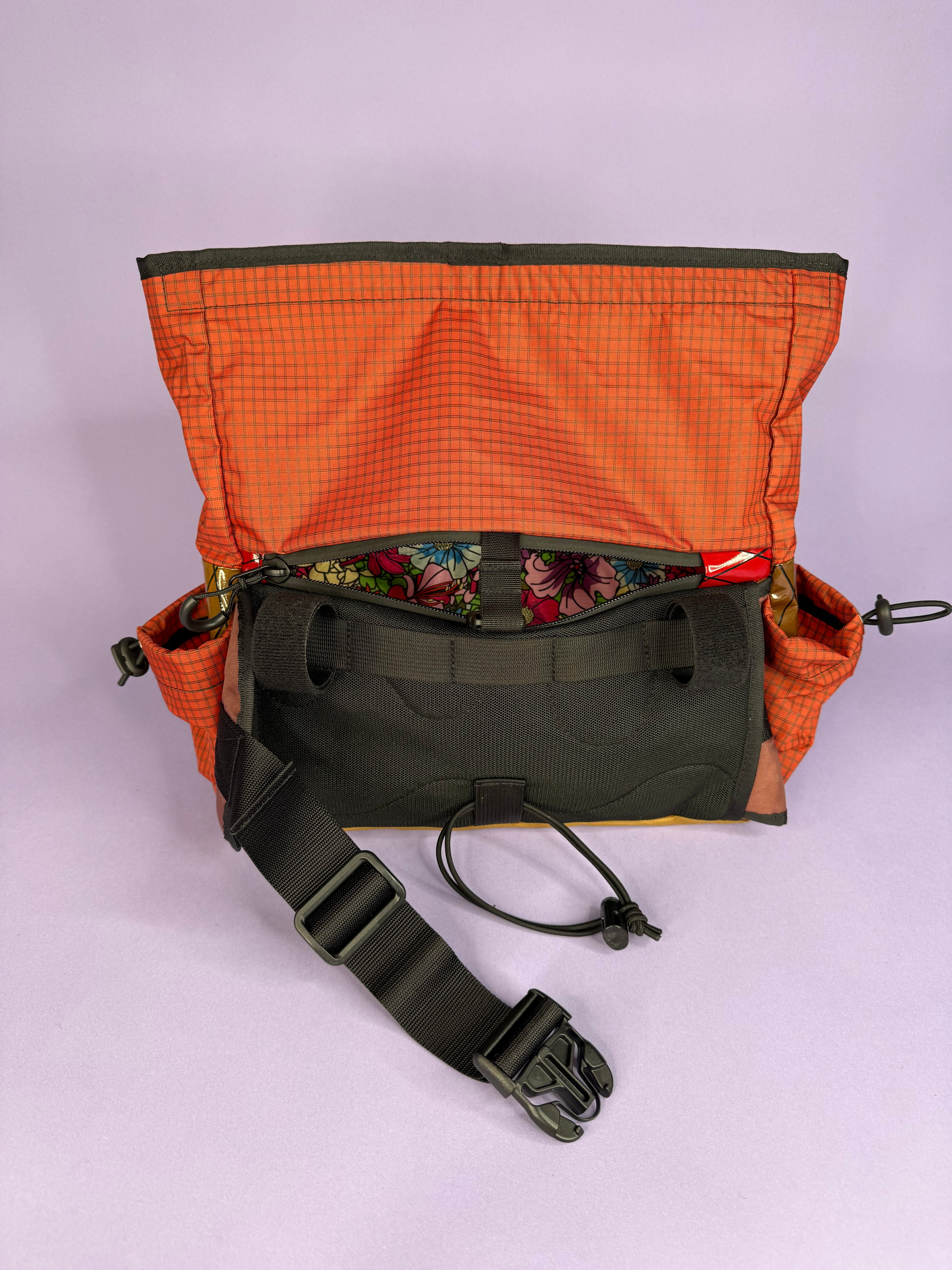 Brown/Red Patchwork Fanny pack/ Handlebar bag