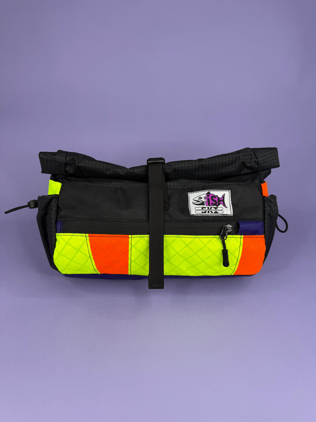 Black/Purple Patchwork Fanny pack/ Handlebar bag