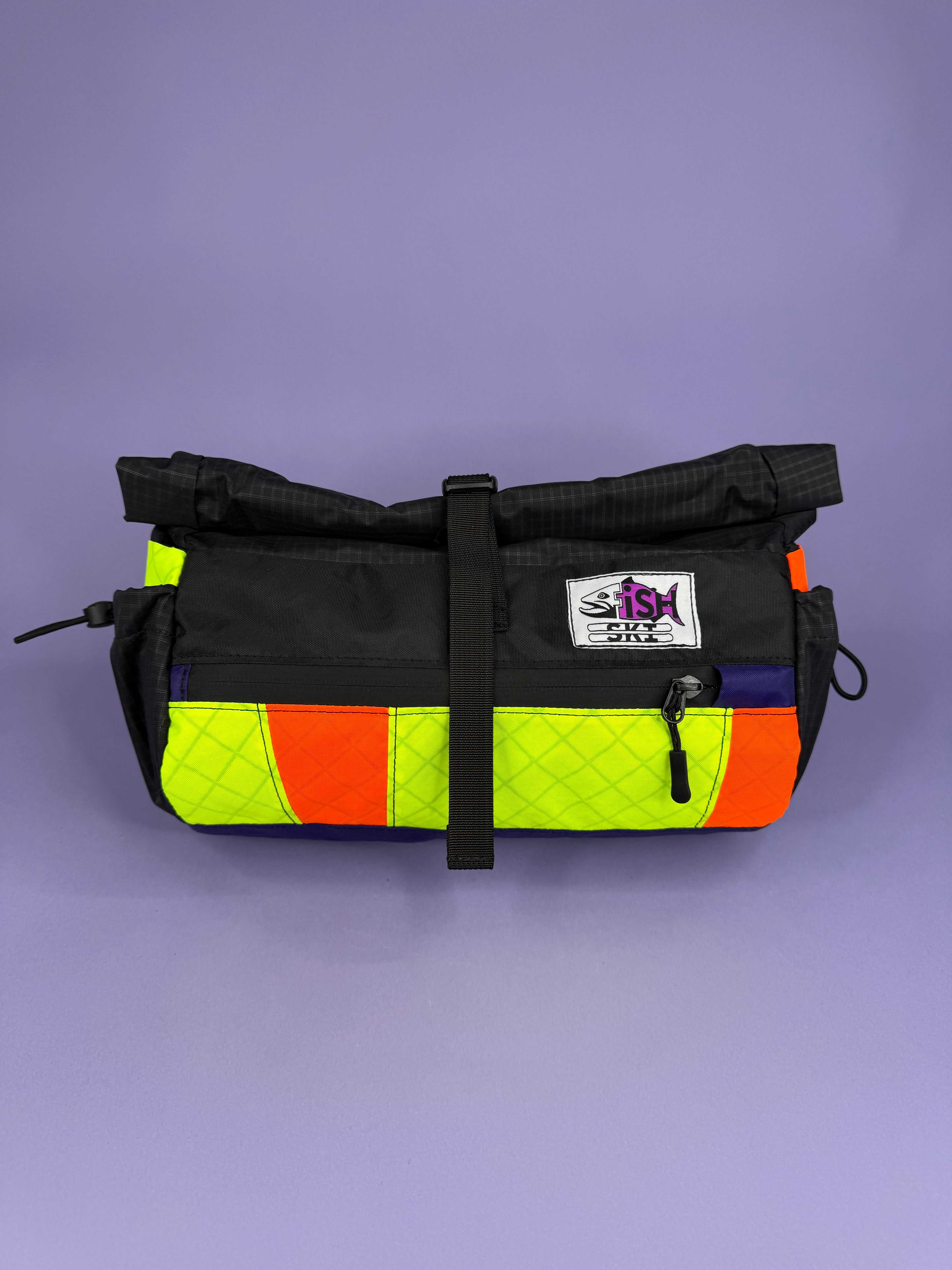 Black/Purple Patchwork Fanny pack/ Handlebar bag