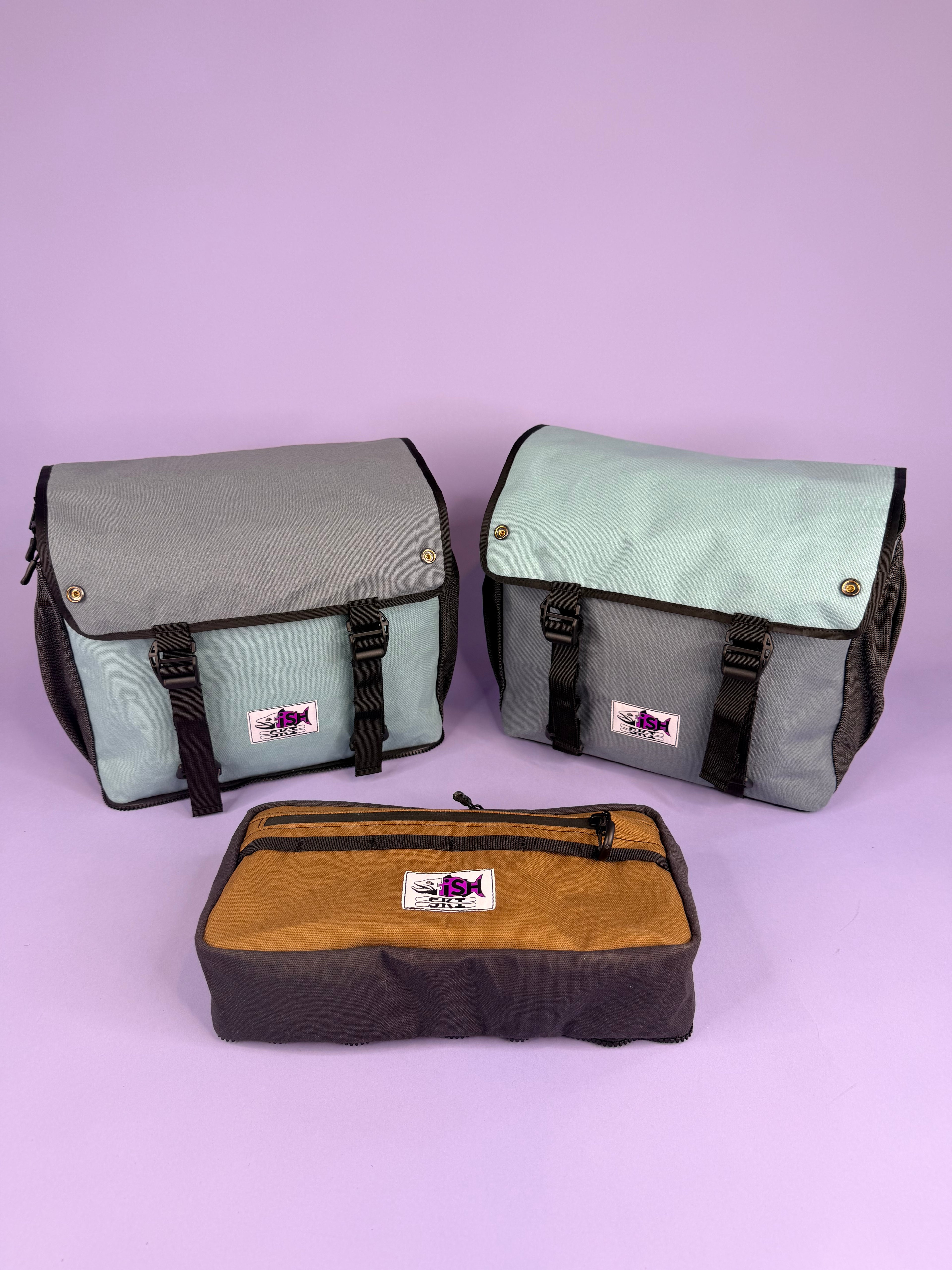 Grey/Blue Canvas Backpack Pannier