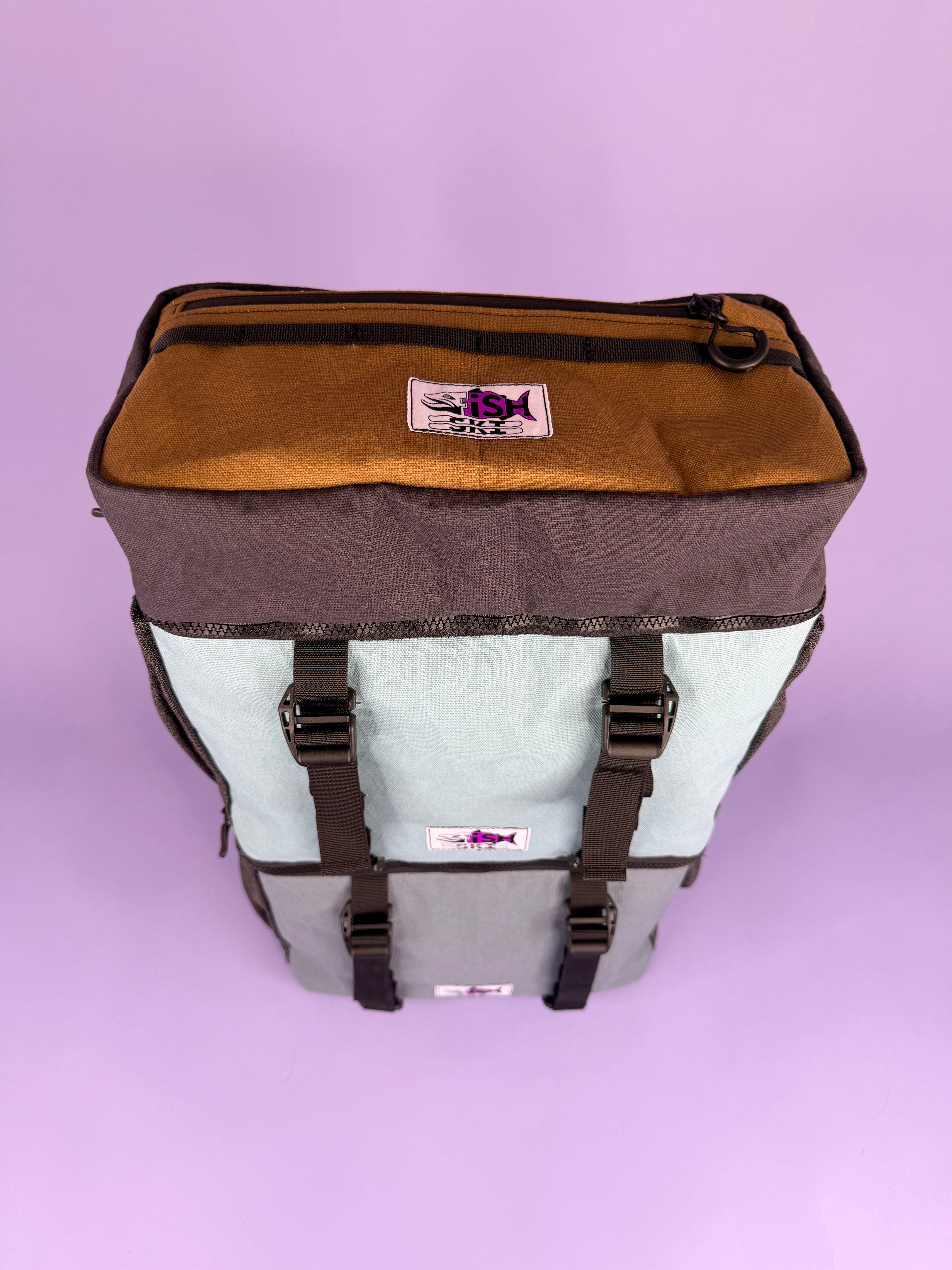 Grey/Blue Canvas Backpack Pannier