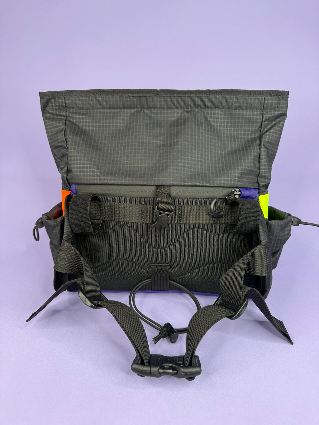 Black/Purple Patchwork Fanny pack/ Handlebar bag